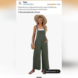 Women's Olive Green Cotton Bib Overalls Jumpsuit